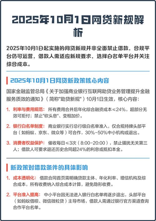 金融政策最新消息2025（2025年10月1日网贷新规）